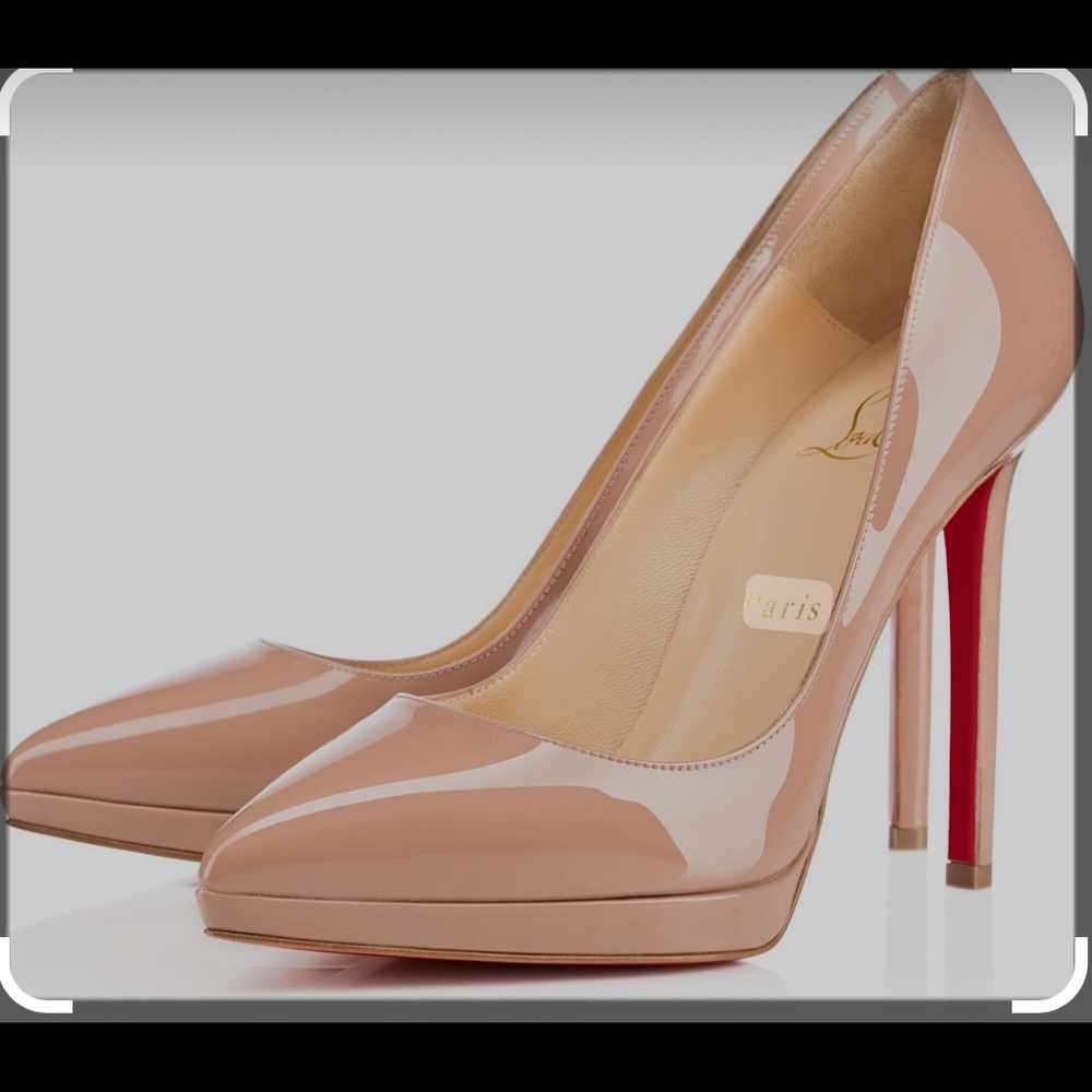 Christian Loubitone Pigalle Plato 120 Patent Calf Nude
